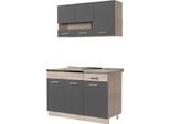 Dmora Cucina Completa Lanzo Nero Antracite, Un Cassetto 3 Ripiani