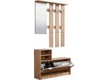 Dmora Mobile Da Ingresso Tonengo 100X29X192H Cm Marrone Rovere Nodi, Specchio Incluso 4 Ripiani