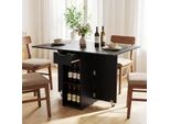 Costway Tavolo Da Pranzo Pieghevole, Tavolo Da Cucina Con Rotelle, Cassetto E 2 Ripiani, Tavolo Pieghevole Per 2-4 Persone, Tavolo Da Pranzo 120X72X75 Cm Nero