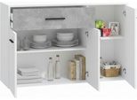 Dmora Credenza Sanza 119X33X81H Cm Bianco, Un Cassetto 2 Ripiani