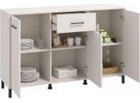 Dmora Credenza Laerru 138X40X90H Cm Bianco Crema, Un Cassetto 3 Ripiani