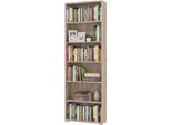 Dmora Libreria Pramollo 70X25X212H Cm Marrone Rovere Grigio, 5 Ripiani Installazione A Terra