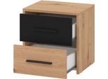 Dmora Comodino Secli 42X33X42H Cm Marrone Rovere Nodi, 2 Cassetti Un Ripiano