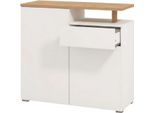 Dmora Credenza Levate 103X40X94H Cm Bianco, Un Cassetto 4 Ripiani
