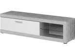 Dmora Mobile Porta Tv Pompu 162X42X44H Cm Bianco, 2 Ripiani Un'anta
