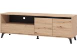 Dmora Mobile Porta Tv Scala 157X40X53H Cm Marrone Rovere Nodi, Un Cassetto 2 Ripiani