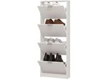 Dmora Scarpiera Pesche 58X18X156H Cm Bianco, Un Ripiano 4 Ante