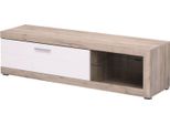 Dmora Mobile Porta Tv Pompu 162X42X44H Cm Bianco Crema, 2 Ripiani 4 Vani