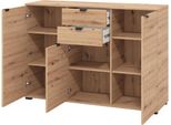 Dmora Cassettiera Mainarda 135X40X95H Cm Marrone Rovere Nodi, 2 Cassetti Apertura Battente, Scorrevole