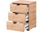 Dmora Comodino Talana 45X40X63H Cm Marrone Rovere Nodi, 3 Cassetti Un Ripiano