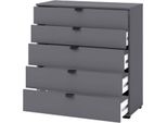 Dmora Cassettiera Mainarda 90X40X95H Cm Nero Antracite, 5 Cassetti Apertura Scorrevole