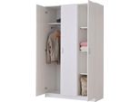 Dmora Guardaroba 3 Ante Licodia 120X52 Cm Bianco, Appendiabiti 4 Ripiani