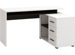 Dmora Scrivania Sapri 138X102X75H Cm Bianco Opaco, Angolare 3 Ripiani