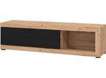 Dmora Mobile Porta Tv Pompu 162X42X44H Cm Nero, 2 Ripiani Un'anta