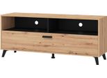 Dmora Mobile Porta Tv Platania 138X40X58H Cm Marrone Rovere Nodi, 3 Ripiani Un'anta
