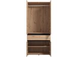 Dmora Guardaroba Grande Vimercati 93X211H Cm Marrone Rovere Nodi, 3 Ripiani Appendiabiti