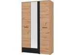 Dmora Guardaroba 3 Ante Lavagno 119X53 Cm Marrone Rovere Nodi, Appendiabiti Un Cassetto