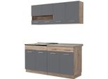 Dmora Cucina Completa Solarolo Nero Antracite, Un Cassetto 4 Ripiani