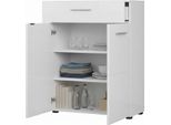 Dmora Credenza Verduno 79X35X98H Cm Bianco, 2 Ripiani Un Cassetto