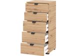 Dmora Cassettiera Mainarda 45X40X95H Cm Marrone Rovere Nodi, 5 Cassetti Apertura Scorrevole