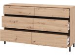 Dmora Cassettiera Mapello 157X40X90H Cm Marrone Rovere Nodi, 3 Cassetti Apertura Scorrevole