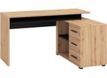 Dmora Scrivania Sapri 138X102X75H Cm Marrone Rovere Nodi, Angolare 3 Ripiani