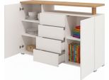 Dmora Credenza Levate 154X40X94H Cm Bianco, 4 Cassetti 4 Ripiani