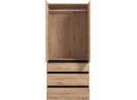 Dmora Guardaroba 2 Ante Vimercati 93X211H Cm Marrone Rovere Nodi, Appendiabiti 3 Cassetti