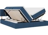 Vidaxl Letto Contenitore Con Materasso Blu 180 X 200 Cm In Pelle Finta