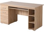Dmora Scrivania Massafra 145X66X76H Cm Marrone Rovere, Un Cassetto 5 Ripiani