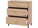 Dmora Cassettiera Mapello 80X40X90H Cm Marrone Rovere Nodi, 3 Cassetti Apertura Scorrevole