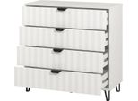 Dmora Cassettiera Maggiora 93X40X90H Cm Bianco, 4 Cassetti Apertura Scorrevole