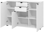 Dmora Cassettiera Mainarda 135X40X95H Cm Bianco, 2 Cassetti Apertura Battente, Scorrevole