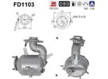 As FD1103 Filtro Antiparticolato/Filtro Antiparticolato, Impianto Di Scarico Oe 2505233060 Compatibile Con Auris, Corolla
