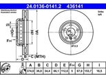 Ate 24.0136-0141.2 Disco Freno Oe 34116875283 Compatibile Con Serie 3 G20, Serie 3 G21, Serie 4 G22, Serie 5 G30, Serie 5 G31, Serie 6 G32, Serie 7 G11, Serie 8 F91, 8 F92, 8 F93, X5, X6, X7