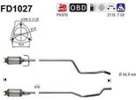As FD1027 Filtro Antiparticolato/Fuliggine, Impianto Di Scarico Oe 5854443 Compatibile Con Meriva