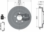 Bendix Braking BDM1116 Tamburo Del Freno Oe 5C0609617A Compatibile Con Jetta