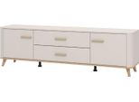 Dmora Mobile Porta Tv Gosaldo 180X40X53H Cm Beige, 2 Cassetti Un Ripiano