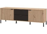 Dmora Mobile Porta Tv Raiano 157X40X55H Cm Marrone Rovere Nodi, 2 Cassetti Un Ripiano