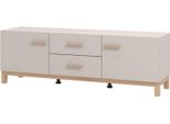 Dmora Mobile Porta Tv Paduli 154X42X51H Cm Beige, 2 Cassetti Un Ripiano