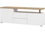 Dmora Mobile Porta Tv Melzo 154X40X56H Cm Bianco Opaco, 2 Cassetti 2 Ripiani