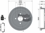 Bendix Braking BDM1103 Tamburo Freno Oe 4243152070 Compatibile Con Yaris