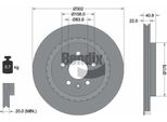 Bendix Braking BDS1454HC Disco Freno Oe 30769060 Compatibile Con S60, S80, V60, V70, XC70