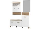 Dmora Mobile Da Ingresso Longa 141X35X190H Cm Bianco Opaco, Specchio Incluso Un Cassetto