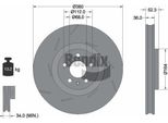 Bendix Braking BDS2284LHC Disco Freno Oe 95B615301E Compatibile Con Macan
