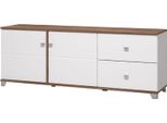 Dmora Mobile Porta Tv Isera 162X40X60H Cm Bianco, 2 Cassetti Un Ripiano
