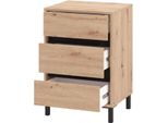 Dmora Comodino Combatte 48X40X71H Cm Marrone, Un Ripiano 3 Cassetti