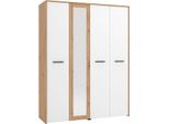 Dmora Guardaroba Grande Monvalle 158X204H Cm Bianco Opaco, Appendiabiti 5 Ripiani