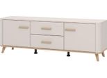 Dmora Mobile Porta Tv Terento 154X40X53H Cm Beige, 2 Cassetti Un Ripiano