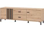 Dmora Mobile Porta Tv Caivano 157X40X52H Cm Marrone Rovere Nodi, 2 Cassetti Un Ripiano